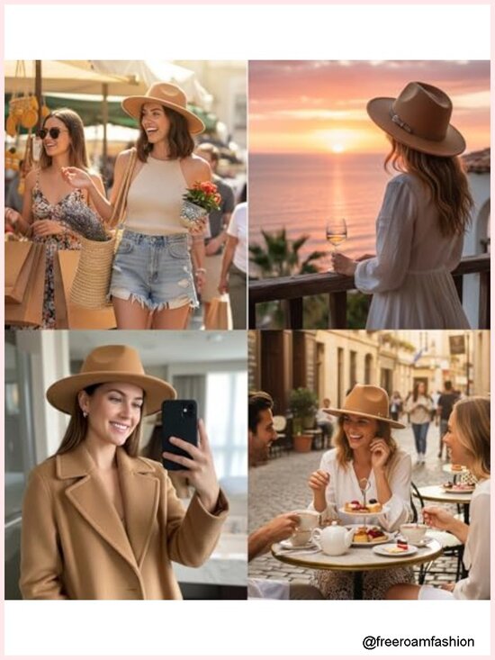 Classic Felt Fedora Wide Brim Hat with Belt Buckle - Adjustable main image 6